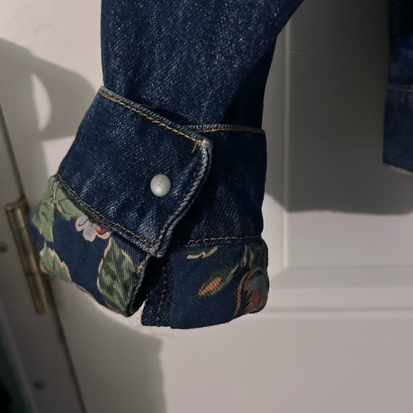 Ralph Lauren Blue Denim Jacket with Brown Collar - Picture 8 of 9